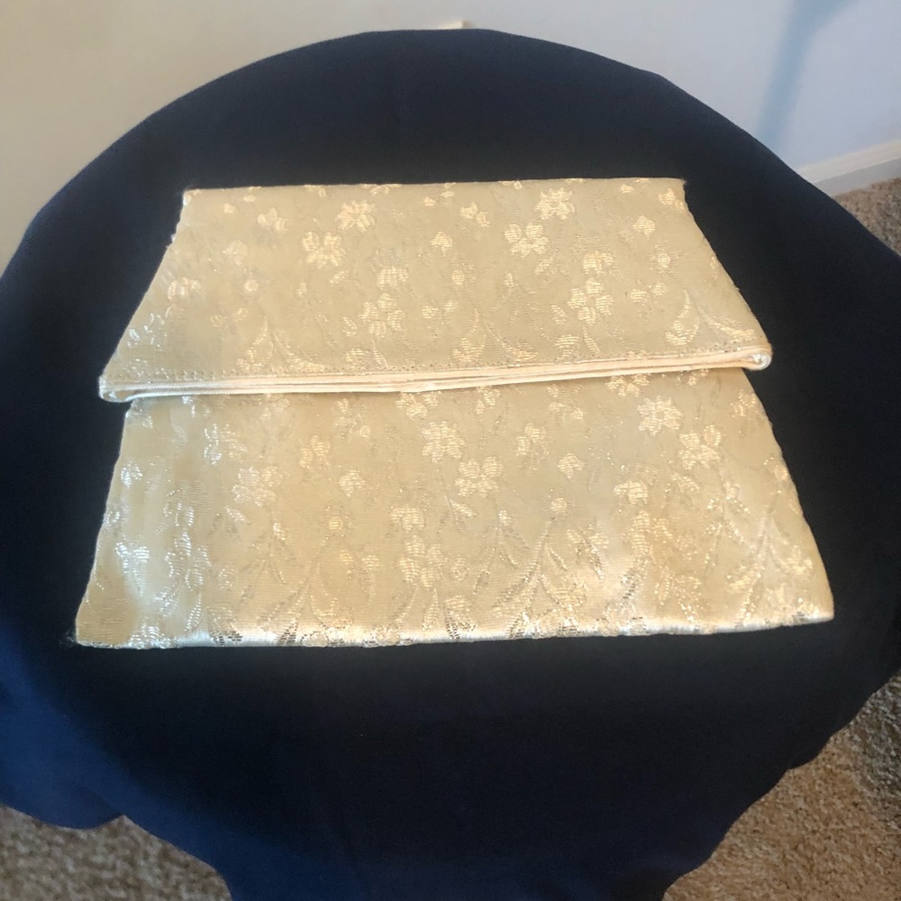Vintage Beige Brocade Evening Bag